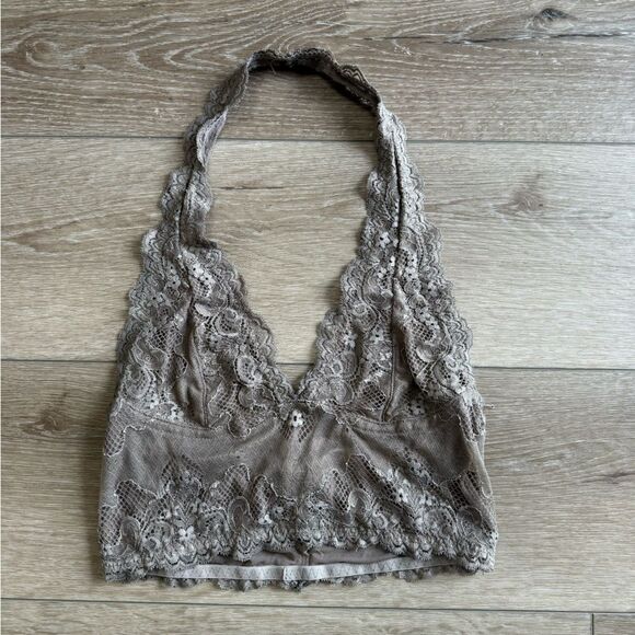 Anna Grace Other - Anna Grace Lace Halter Bralette Taupe Size Medium